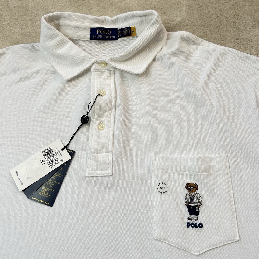 Polo Ralph Lauren Shirt Men's XXL Tall Polo Blue Bear Classic Fit Short Sleeve